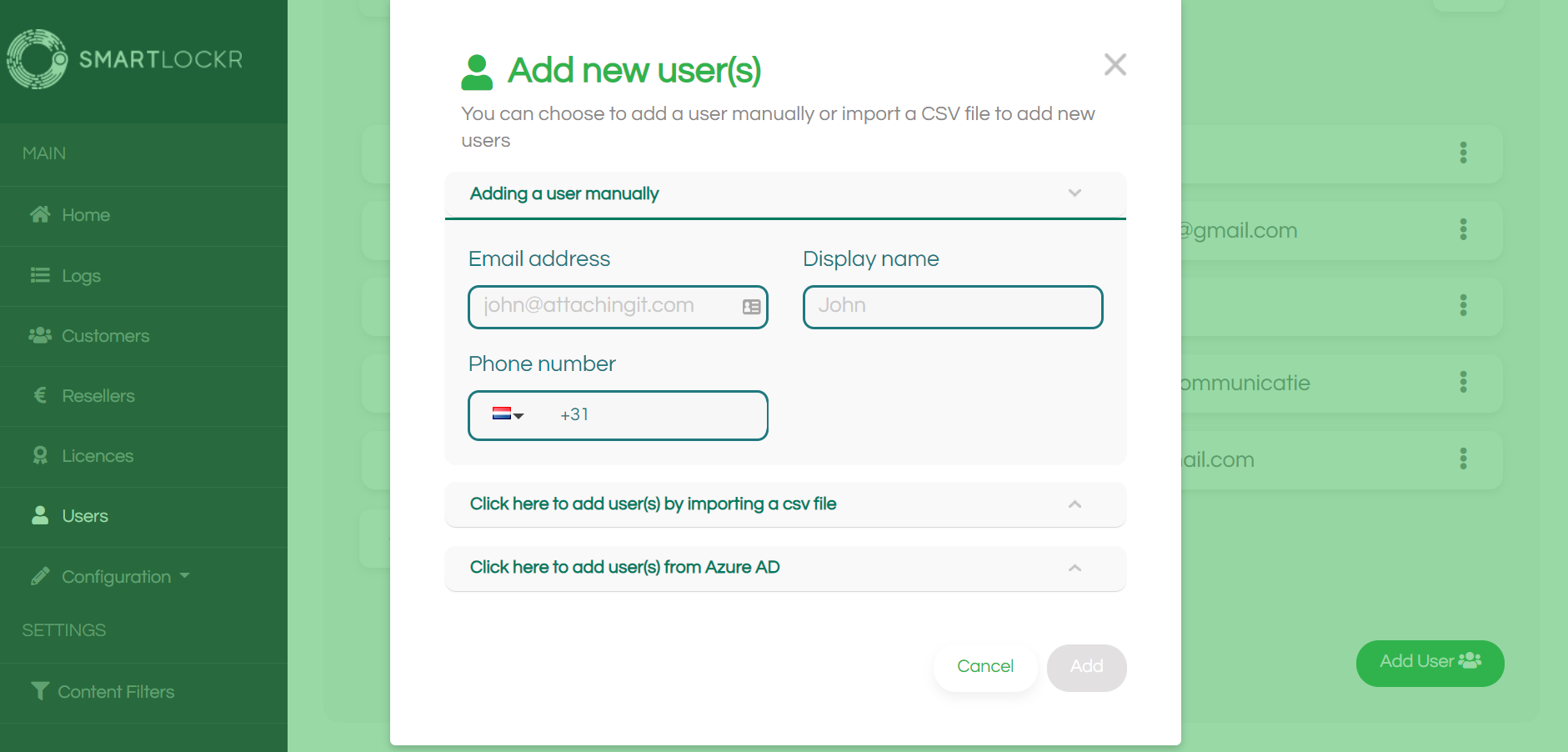 CSV Importort SmartLockr
