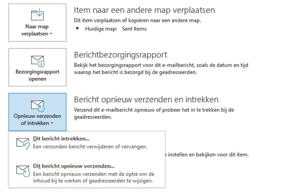 Verzonden e-mails terughalen in Outlook