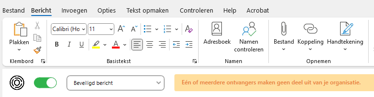 notificatie van smartlockr bij het versturen van gegevens buiten de organisatie