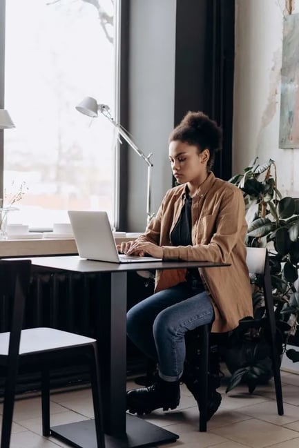 woman working on a laptop