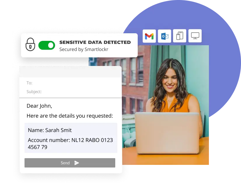 woman emailing securely with smartlockr