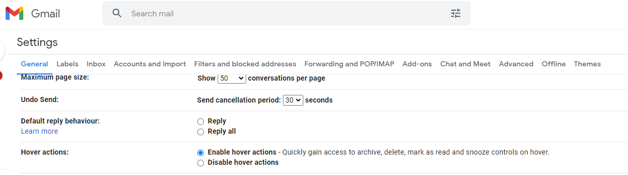 withdraw sent email in Gmail settings